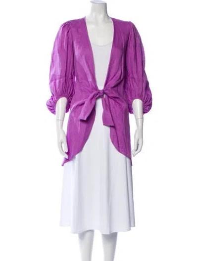 Pre-owned Adriana Degreas Linen Jacket In Purple