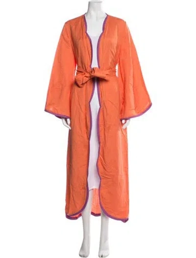 Pre-owned Adriana Degreas Linen Jacket W/ Tags In Orange