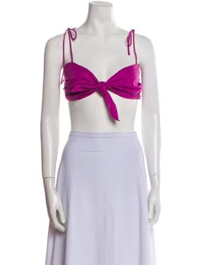 Pre-owned Adriana Degreas Linen Square Neckline Crop Top In Pink