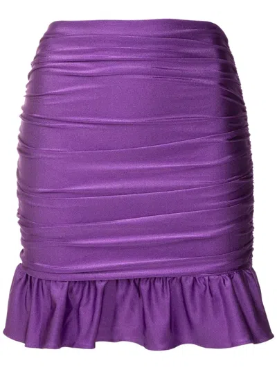 Adriana Degreas Lipstick Ruffle-hem Mini Skirt In Purple