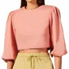 Adriana Degreas Long Balloon Sleeve Blouse In Pink In Pink