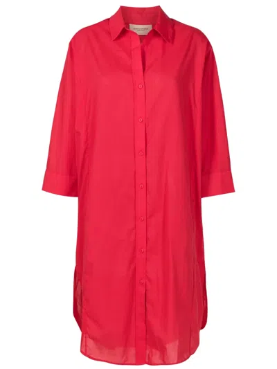 Adriana Degreas Long-sleeve Cotton Shirt Dress In Red