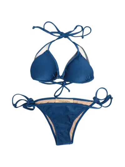 Pre-owned Adriana Degreas Mesh-detail Bikini In Blue