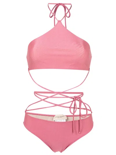 Adriana Degreas Metallic-finish Bikini Set In Pink
