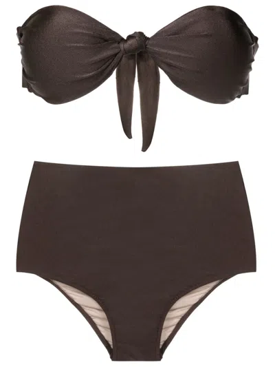 Adriana Degreas Metallic-finish Strapless Bikini In Brown