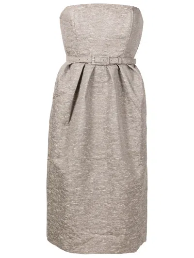 Adriana Degreas Off-shoulder Midi Dress In Metallic