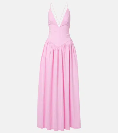 Adriana Degreas Open-back Cotton Maxi Dress In Pink