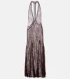 Adriana Degreas Open-back Sheer Lace Maxi Dress In Black