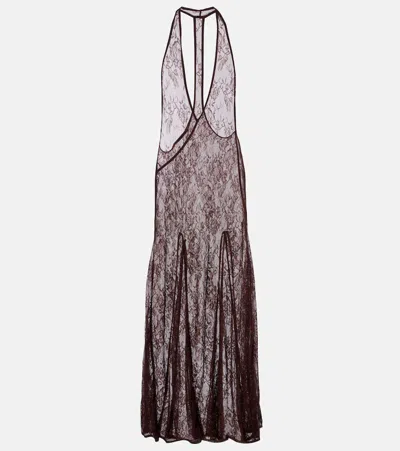 Adriana Degreas Open-back Sheer Lace Maxi Dress