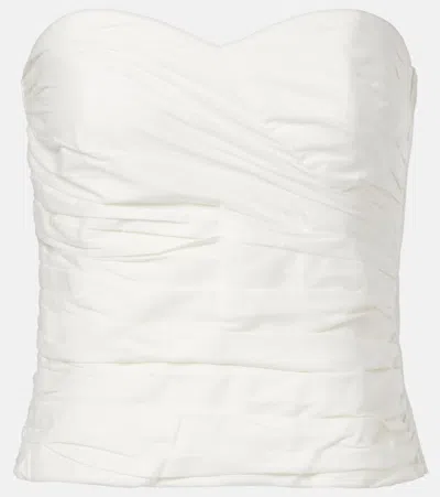 Adriana Degreas Opulence Draped Cotton Corset In White