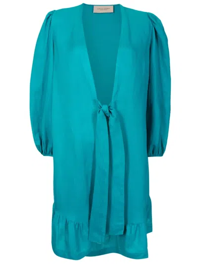 Adriana Degreas Orquidea Puff-sleeve Beach Cover-up In Blue