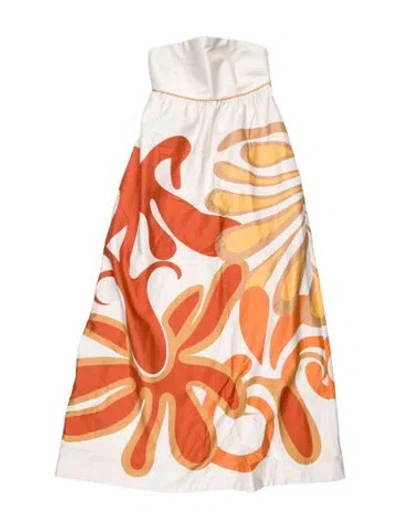 Pre-owned Adriana Degreas Paisley Print Long Dress In Orange