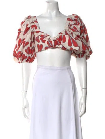 Pre-owned Adriana Degreas Patterned Square Neckline Crop Top In Multi