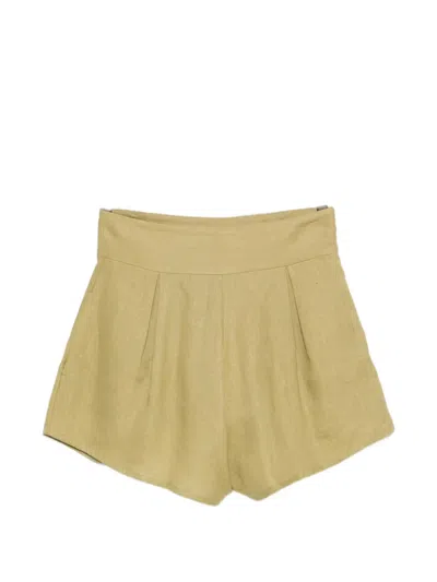 Adriana Degreas Pleated High-waisted Shorts In Green