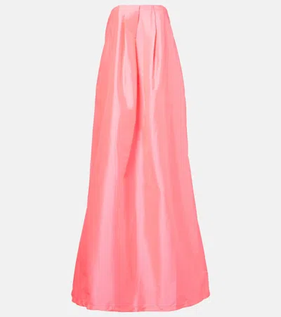 Adriana Degreas Strapless Pleated Dress In Pink