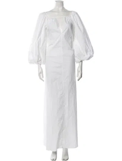 Pre-owned Adriana Degreas Plunge Neckline Long Dress W/ Tags In White