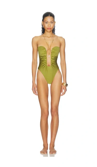 Adriana Degreas Plunge One Piece In Green