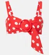 Adriana Degreas Polka-dot Crop Top In Red