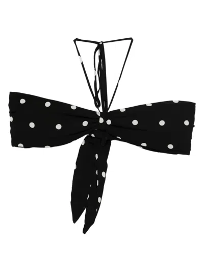 Adriana Degreas Polka-dot Tie-fastening Bikini Top In Black