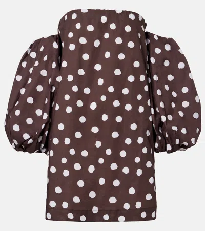Adriana Degreas Polka-dot Cotton-blend Minidress In Brown