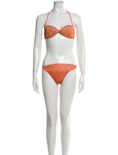 Pre-owned Adriana Degreas Printed Bikini W/ Tags In Orange