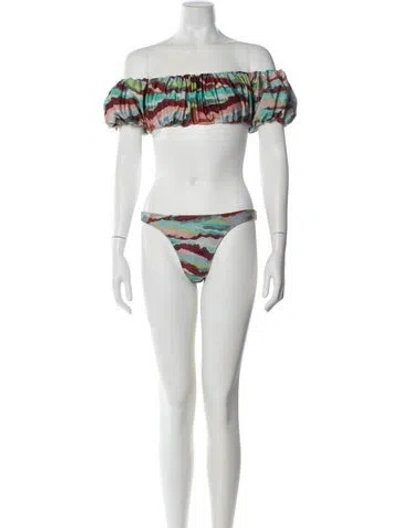 Pre-owned Adriana Degreas Printed Bikini W/ Tags In White