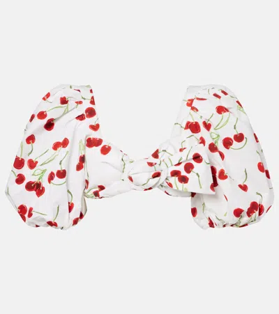 Adriana Degreas Printed Cotton Bandeau Top In White