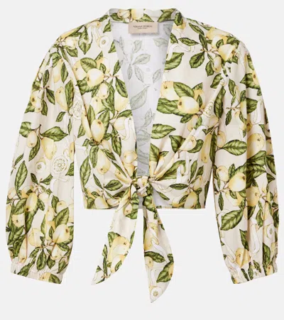 Adriana Degreas Printed Cotton-blend Crop Top In Green