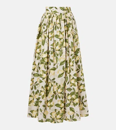 Adriana Degreas Printed Cotton-blend Maxi Skirt In Green