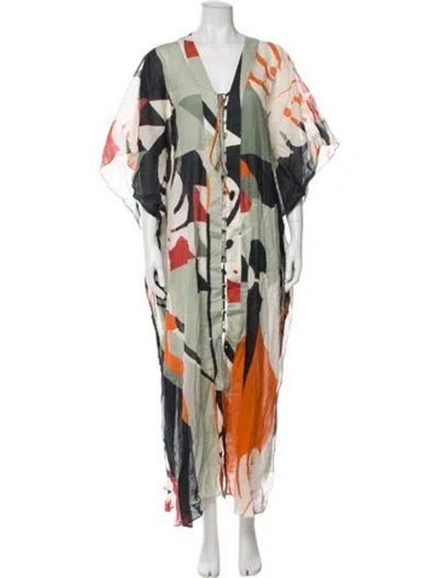 Pre-owned Adriana Degreas Printed Cover-up In Green