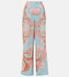 Adriana Degreas Printed High-rise Silk Wide-leg Pants In Multicoloured