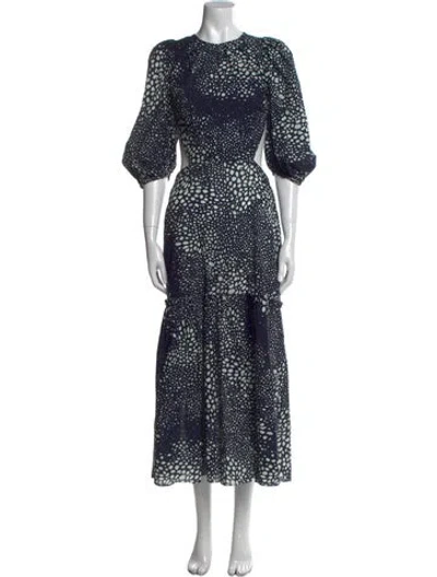 Pre-owned Adriana Degreas Printed Long Dress In Blue