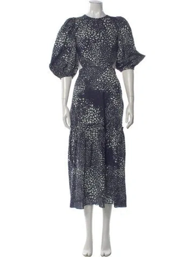 Pre-owned Adriana Degreas Printed Long Dress In Blue