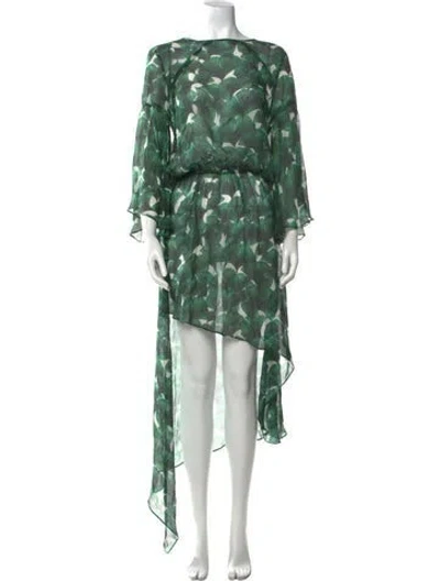 Pre-owned Adriana Degreas Printed Long Dress In Green