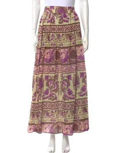 Pre-owned Adriana Degreas Printed Long Skirt W/ Tags In Purple