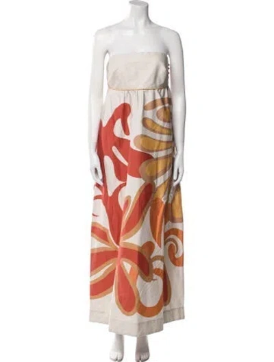 Pre-owned Adriana Degreas Printed Midi Length Dress In Orange