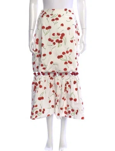 Pre-owned Adriana Degreas Printed Midi Length Skirt In White