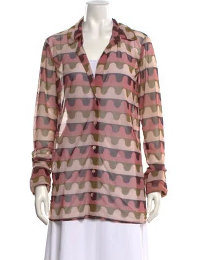 Pre-owned Adriana Degreas Printed V-neck Tunic In Pink