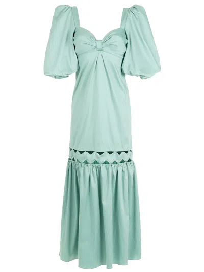 Adriana Degreas Puff-sleeve Cut-out Maxi Dress In Green