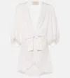 Adriana Degreas Puff-sleeve Linen-blend Blouse In White