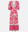 Adriana Degreas Puff-sleeve Silk Maxi Dress In Multicoloured