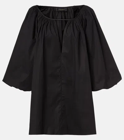 Adriana Degreas Puff-sleeve Cotton-blend Minidress In Black