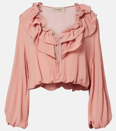 Adriana Degreas Ruffled Crop Top In Pink