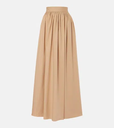 Adriana Degreas Seashell Solid Cotton Maxi Skirt In Beige