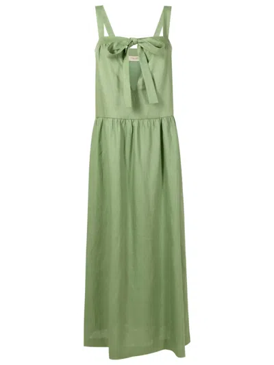 Adriana Degreas Self-tie Linen Maxi Dress In Green