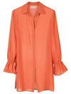 Adriana Degreas Sequin Button-up Shirt In Orange