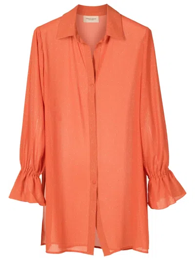 Adriana Degreas Sequin Button-up Shirt In Orange