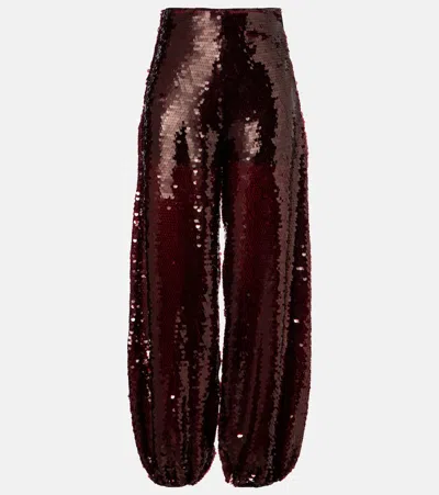 Adriana Degreas Sequined Balloon Pants In Burgundy
