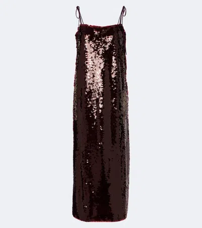 Adriana Degreas Sequined Midi Dress In Brown