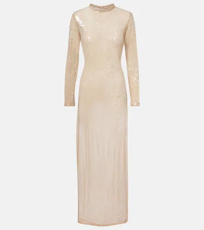 Adriana Degreas Sequined Sheer Maxi Dress